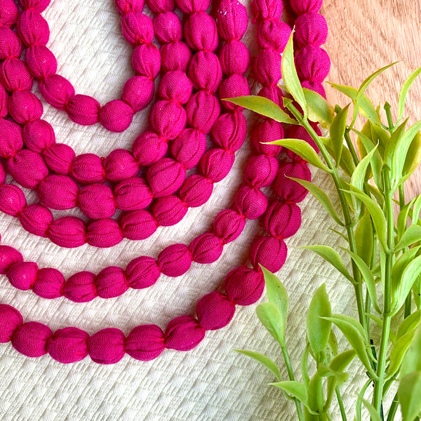 Handcrafted Bright Pink Bobble Necklace (6 layers)