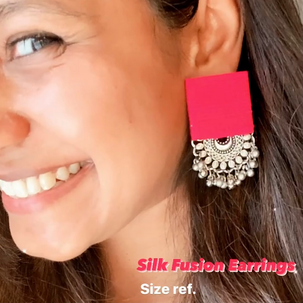 Pure Raw Silk Fusion Earrings - Maroon