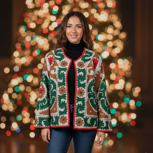 Christmas Edition Suzani Velvet Embroidered Jacket