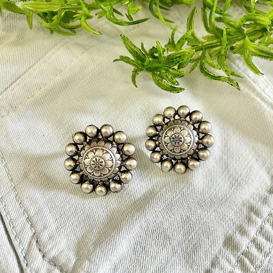 Mandala Oxidised Studs