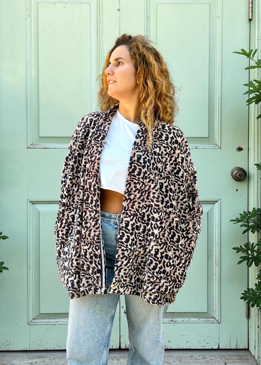 Black and White Animal Short Velvet Printed Jacket