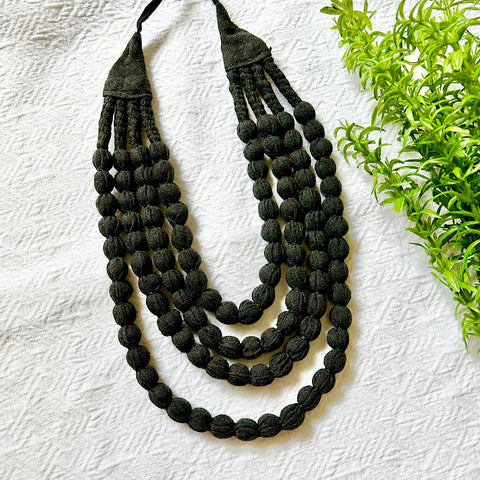Handcrafted Black Bobble Necklace (4 layers)