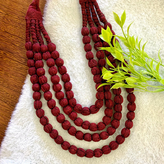 Handcrafted Burgundy Bobble Necklace (4 layers)