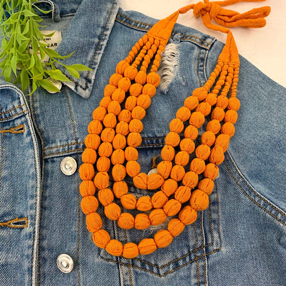 Handcrafted Burnt Orange Bobble Necklace (4 layers)