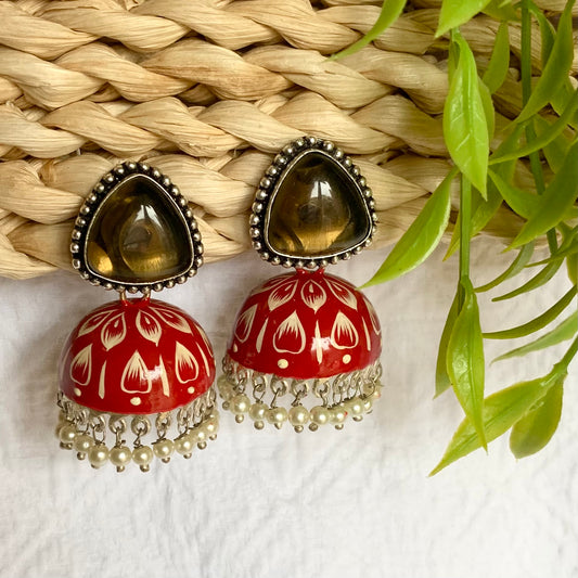 Hand Painted Stone Earrings