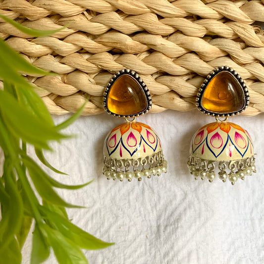 Hand Painted Stone Earrings