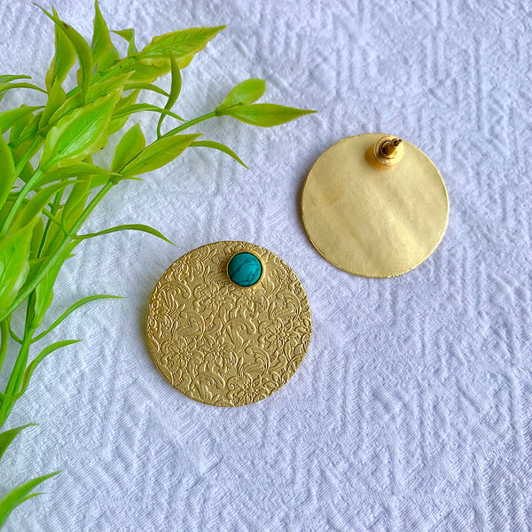 Turquoise Round Dot Earrings