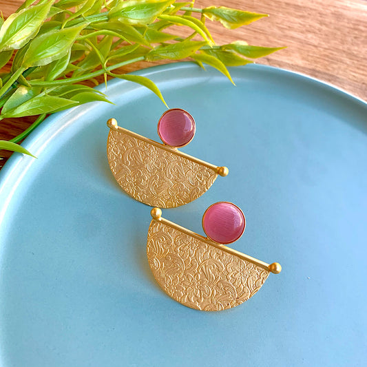 Matt Gold Crescent Earrings