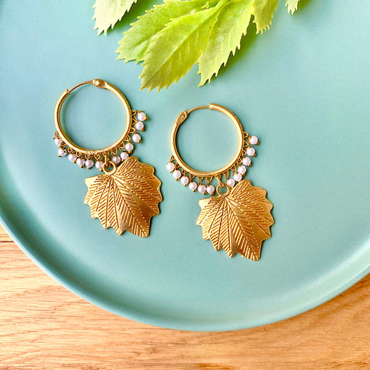 Fall Leaf Matt Gold Earrings