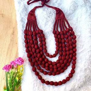 Handcrafted Burgundy Bobble Necklace (6 layers)