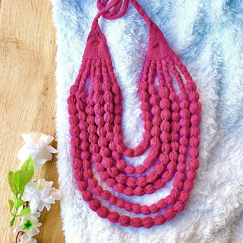 Handcrafted Mauve Bobble Necklace (6 layers)