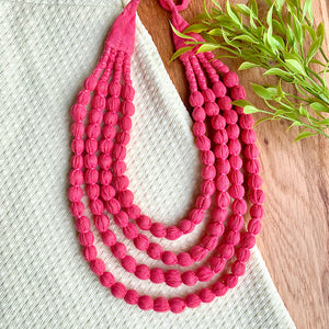 Handcrafted Blood Peach Bobble Necklace (4 layers)