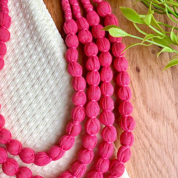 Handcrafted Blood Peach Bobble Necklace (4 layers)