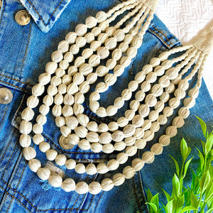 Handcrafted Off White Bobble Necklace (6 layers)