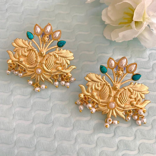 Ethnic Matt Gold Earrings