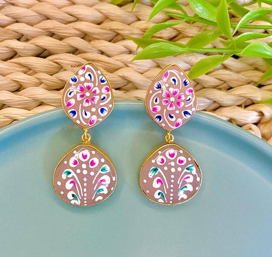 Hand Painted Drop Stone Earrings