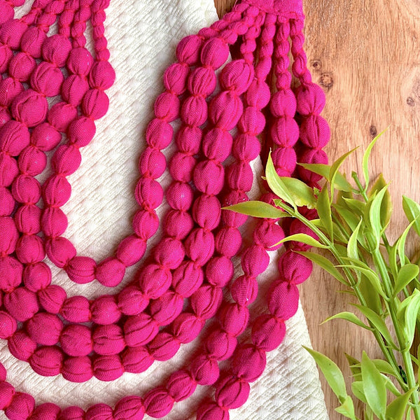 Handcrafted Bright Pink Bobble Necklace (6 layers)