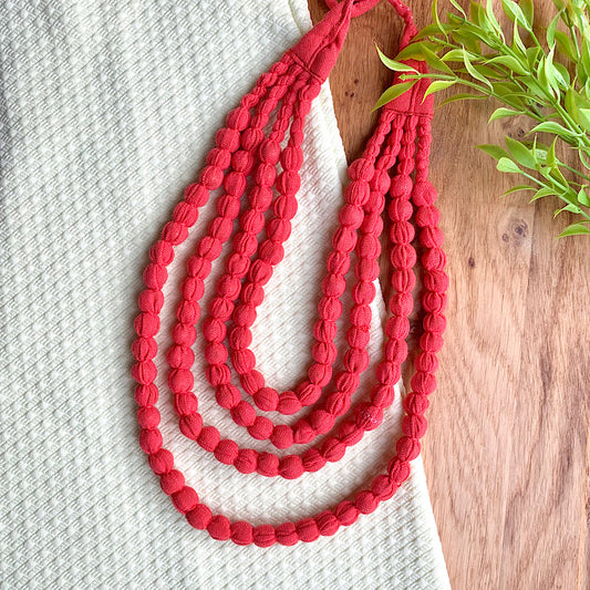 Handcrafted Coral Bobble Necklace (4 layers)