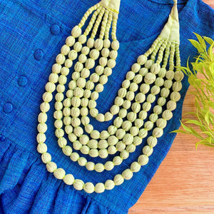 Handcrafted Pistachio Green Bobble Necklace (6 layers)