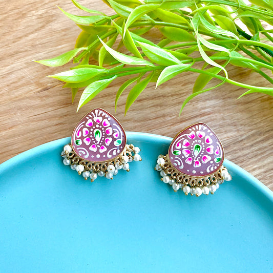 Hand Painted Single Stone Earrings