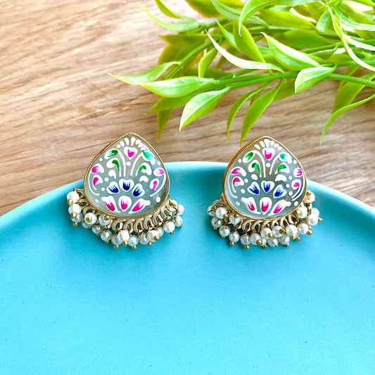 Hand Painted Single Stone Earrings