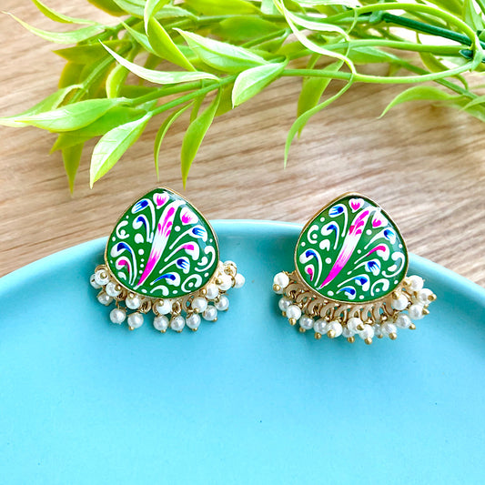 Hand Painted Single Stone Earrings