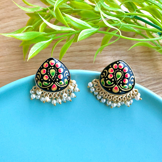 Hand Painted Single Stone Earrings