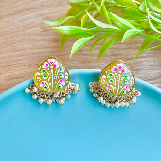 Hand Painted Single Stone Earrings