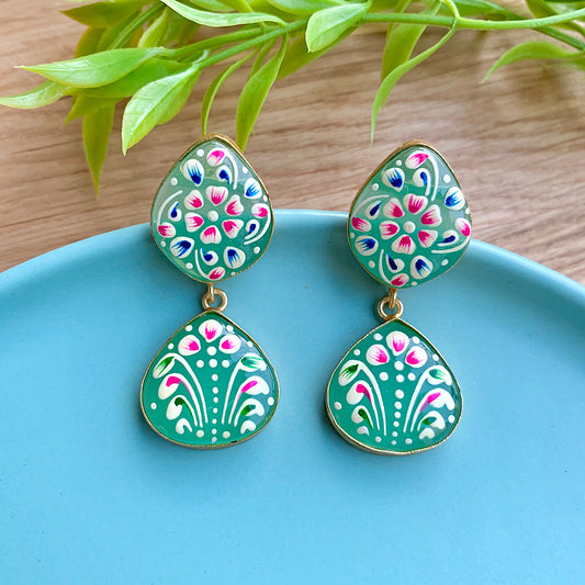 Hand Painted Drop Stone Earrings