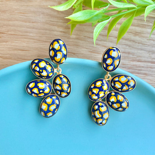 Hand Painted Five Stone Earrings