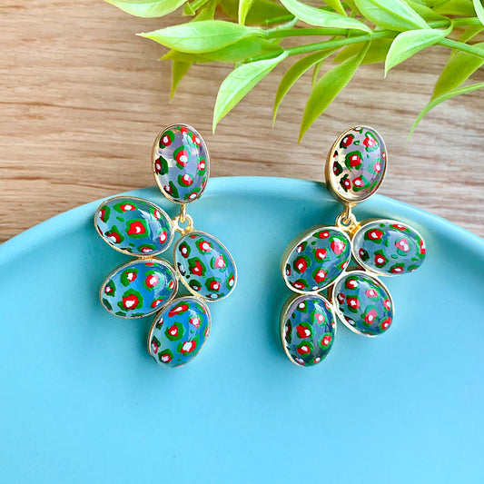 Hand Painted Five Stone Earrings