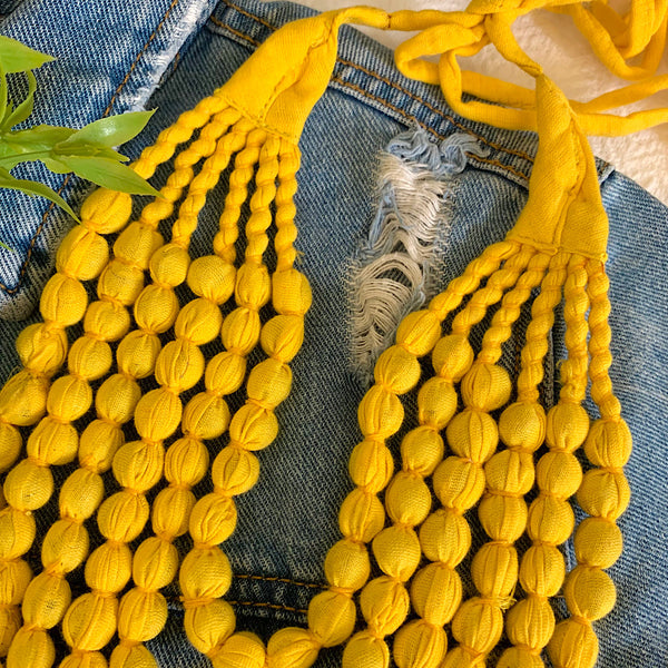 Handcrafted Bright Yellow Bobble Necklace (6 layers)