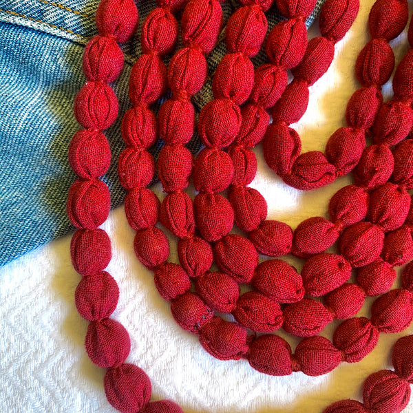 Handcrafted Maroon Bobble Necklace (6 layers)