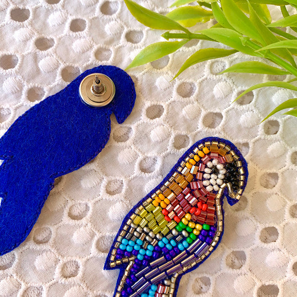 Hand Embroidered Multicolour Parrot Earrings