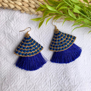 Tassel Earrings with Embroidery