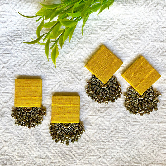 Pure Raw Silk Fusion Earrings - Bright Yellow
