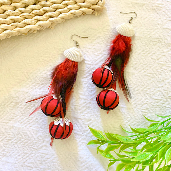 Handmade Feathers & Bombs Earrings