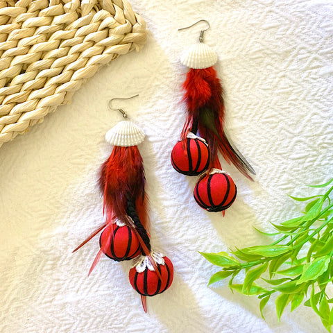 Handmade Feathers & Bombs Earrings