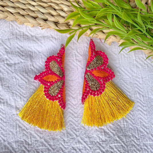 Vibrant Pink and Yellow Earrings