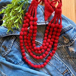 Handcrafted Blood Red Bobble Necklace (4 layers)