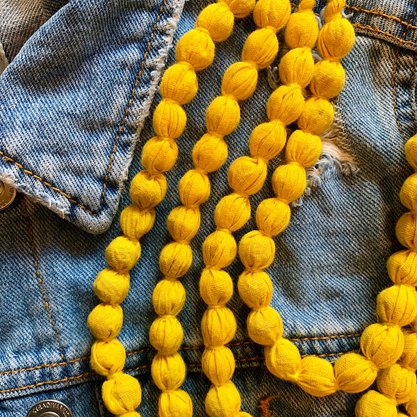 Handcrafted Bright Yellow Bobble Necklace (4 layers)