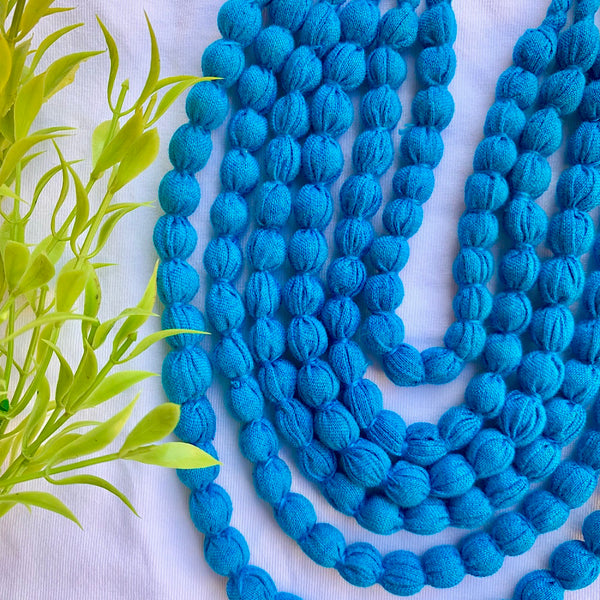 Handcrafted Bright Blue Bobble Necklace (6 layers)
