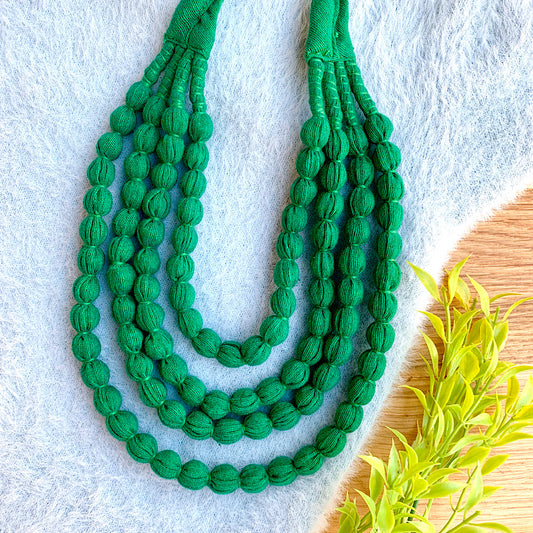 Handcrafted Shamrock Green Bobble Necklace (4 layers)
