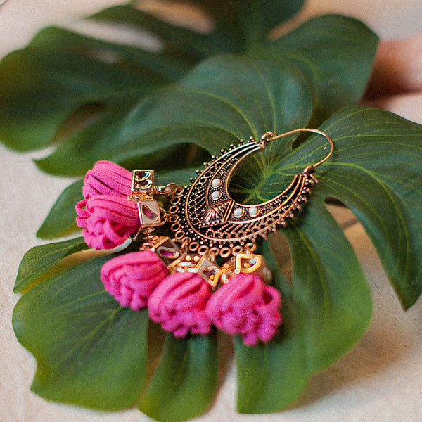 Ancient Rose Gold Earrings with Danglers