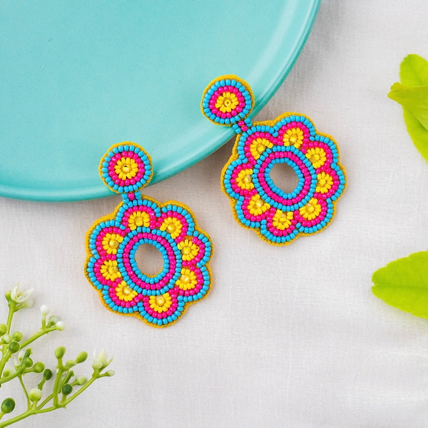 Hand Embroidered Psychedelia Earrings