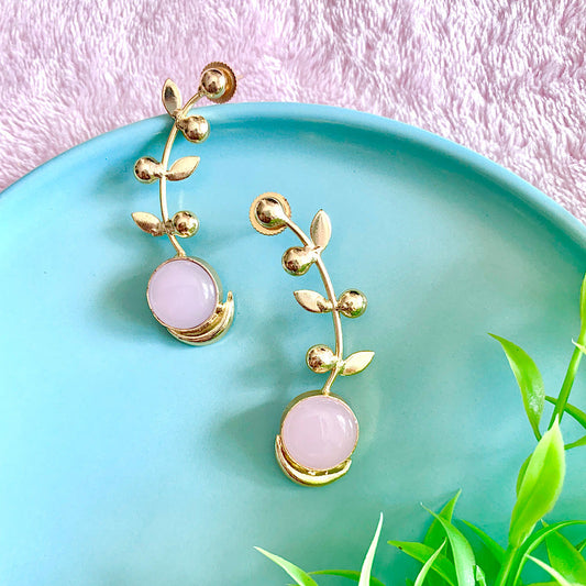 Curve Drop Stone Earrings