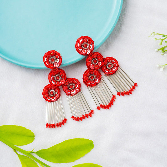 Handcrafted Flower Chandelier Earrings
